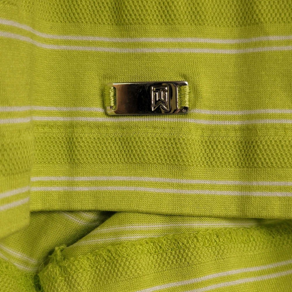 Tiger Woods Short Sleeve Golf Polo Lime Green Striped XL Cotton - Picture 10 of 10